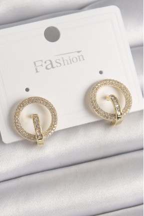 Pirinç Gold Renk Zirkon Taşlı Halka Model Kadın Küpe Pirinç Gold Renk Zirkon Taşlı Halka Model Kadın Küpe