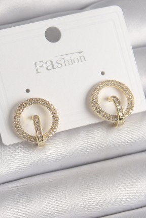 Pirinç Gold Renk Zirkon Taşlı Halka Model Kadın Küpe Pirinç Gold Renk Zirkon Taşlı Halka Model Kadın Küpe