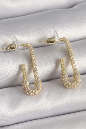 Pirinç Gold Renk Zirkon Taşlı çengelli İğne Model Kadın Küpe Pirinç Gold Renk Zirkon Taşlı çengelli İğne Model Kadın Küpe