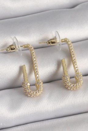 Pirinç Gold Renk Zirkon Taşlı çengelli İğne Model Kadın Küpe Pirinç Gold Renk Zirkon Taşlı çengelli İğne Model Kadın Küpe