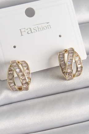 Pirinç Gold Renk Zirkon Taşlı Düğüm Halka Model Kadın Küpe Pirinç Gold Renk Zirkon Taşlı Düğüm Halka Model Kadın Küpe