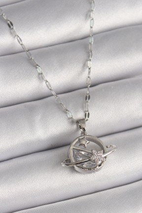316l çelik Gümüş Renk Zincir Zirkon Taşlı Yıldız Detay Gezegen Model Kadın Kolye 316l çelik Gümüş Renk Zincir Zirkon Taşlı Yıldız Detay Gezegen Model Kadın Kolye