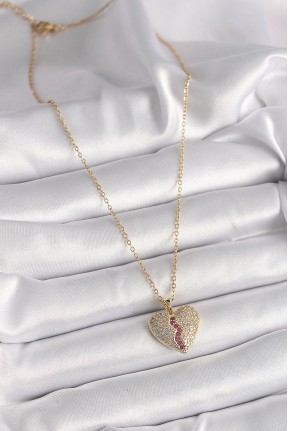 316l çelik Gold Renk Zincir Zirkon Taşlı Kalp Model Kadın Kolye 316l çelik Gold Renk Zincir Zirkon Taşlı Kalp Model Kadın Kolye
