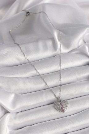 316l çelik Gümüş Renk Zincir Zirkon Taşlı Kalp Model Kadın Kolye 316l çelik Gümüş Renk Zincir Zirkon Taşlı Kalp Model Kadın Kolye