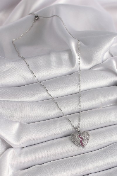 316l çelik Gümüş Renk Zincir Zirkon Taşlı Kalp Model Kadın Kolye 316l çelik Gümüş Renk Zincir Zirkon Taşlı Kalp Model Kadın Kolye