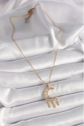 316l çelik Gold Renk Zincir Zirkon Taşlı Hilal Model Sallantı Yaprak Detay Kadın Kolye 316l çelik Gold Renk Zincir Zirkon Taşlı Hilal Model Sallantı Yaprak Detay Kadın Kolye