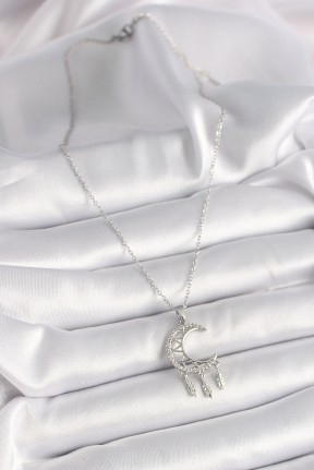316l çelik Gümüş Renk Zincir Zirkon Taşlı Hilal Model Sallantı Yaprak Detay Kadın Kolye 316l çelik Gümüş Renk Zincir Zirkon Taşlı Hilal Model Sallantı Yaprak Detay Kadın Kolye