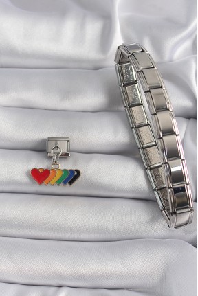 316l çelik Gümüş Renk Renkli Sallantı Kalp Model Nomination Charm 316l çelik Gümüş Renk Renkli Sallantı Kalp Model Nomination Charm