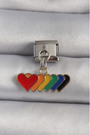 316l çelik Gümüş Renk Renkli Sallantı Kalp Model Nomination Charm 316l çelik Gümüş Renk Renkli Sallantı Kalp Model Nomination Charm