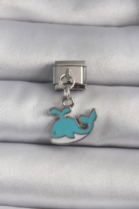 316l çelik Gümüş Renk Sallantı Mavi Balina Model Nomination Charm 316l çelik Gümüş Renk Sallantı Mavi Balina Model Nomination Charm