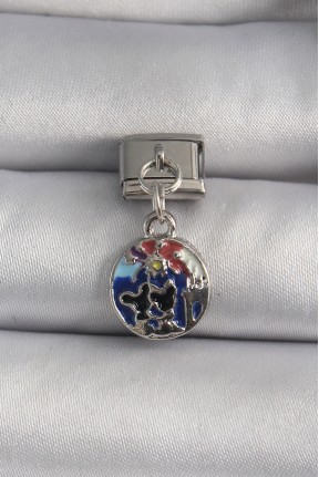 316l çelik Gümüş Renk Sallantı Dünya Model Nomination Charm 316l çelik Gümüş Renk Sallantı Dünya Model Nomination Charm