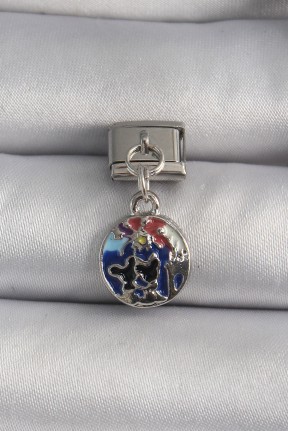 316l çelik Gümüş Renk Sallantı Dünya Model Nomination Charm 316l çelik Gümüş Renk Sallantı Dünya Model Nomination Charm