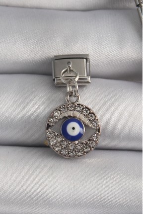 316l çelik Gümüş Renk Sallantı Zirkon Taşlı Göz Model Nazar Boncuk Detay Nomination Charm 316l çelik Gümüş Renk Sallantı Zirkon Taşlı Göz Model Nazar Boncuk Detay Nomination Charm