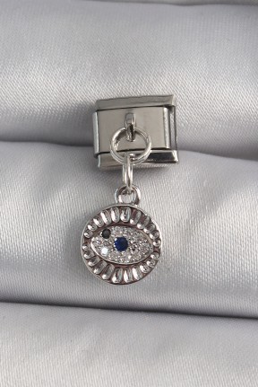 316l çelik Gümüş Renk Sallantı Zirkon Taşlı Göz Model Nomination Charm 316l çelik Gümüş Renk Sallantı Zirkon Taşlı Göz Model Nomination Charm