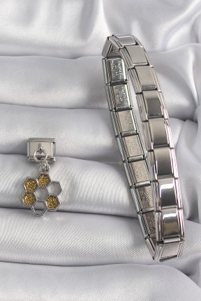 316l çelik Gümüş Renk Sallantı Simli Bal Beteği Model Nomination Charm 316l çelik Gümüş Renk Sallantı Simli Bal Beteği Model Nomination Charm