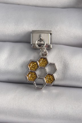 316l çelik Gümüş Renk Sallantı Simli Bal Beteği Model Nomination Charm 316l çelik Gümüş Renk Sallantı Simli Bal Beteği Model Nomination Charm