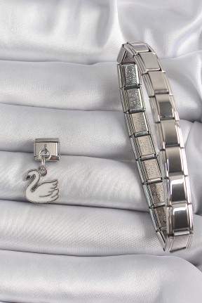 316l çelik Gümüş Renk Sallantı Beyaz Kuğu Model Nomination Charm 316l çelik Gümüş Renk Sallantı Beyaz Kuğu Model Nomination Charm