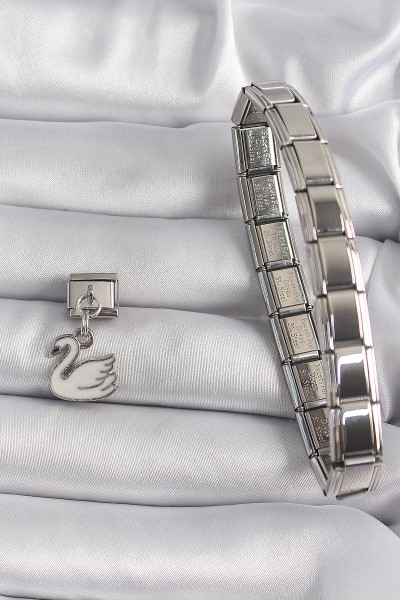 316l çelik Gümüş Renk Sallantı Beyaz Kuğu Model Nomination Charm 316l çelik Gümüş Renk Sallantı Beyaz Kuğu Model Nomination Charm