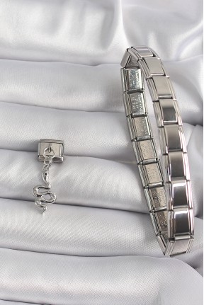 316l çelik Gümüş Renk Sallantı Yılan Model Nomination Charm 316l çelik Gümüş Renk Sallantı Yılan Model Nomination Charm