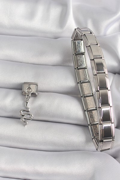 316l çelik Gümüş Renk Sallantı Yılan Model Nomination Charm 316l çelik Gümüş Renk Sallantı Yılan Model Nomination Charm