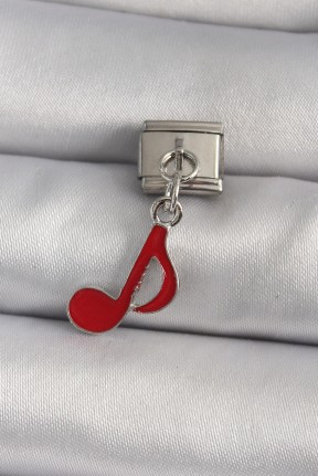 316l çelik Gümüş Renk Kırmızı Nota Model Nomination Charm 316l çelik Gümüş Renk Kırmızı Nota Model Nomination Charm