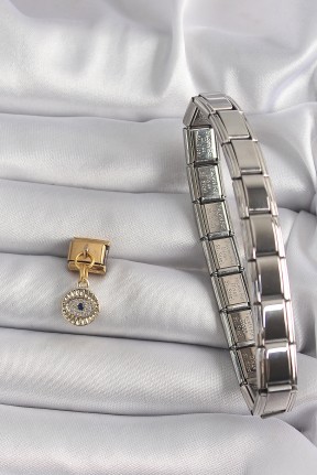 316l çelik Gold Renk Sallantı Zirkon Taşlı Göz Model Nomination Charm 316l çelik Gold Renk Sallantı Zirkon Taşlı Göz Model Nomination Charm