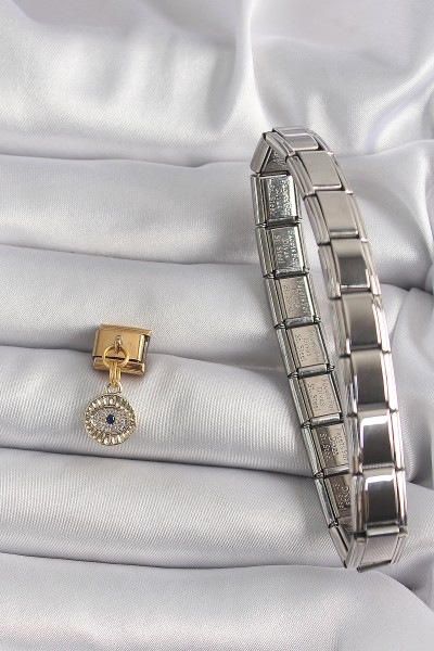 316l çelik Gold Renk Sallantı Zirkon Taşlı Göz Model Nomination Charm 316l çelik Gold Renk Sallantı Zirkon Taşlı Göz Model Nomination Charm