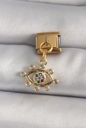 316l çelik Gold Renk Sallantı Zirkon Taşlı Göz Model Nomination Charm 316l çelik Gold Renk Sallantı Zirkon Taşlı Göz Model Nomination Charm
