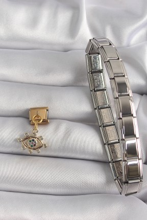 316l çelik Gold Renk Sallantı Zirkon Taşlı Göz Model Nomination Charm 316l çelik Gold Renk Sallantı Zirkon Taşlı Göz Model Nomination Charm