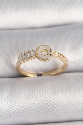 Pirinç Gold Renk Zirkon Taşlı Ayarlanabilir Kadın Yüzük Pirinç Gold Renk Zirkon Taşlı Ayarlanabilir Kadın Yüzük