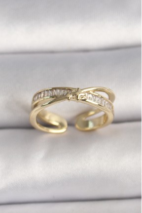 Pirinç Gold Renk Zirkon Taşlı Yıldız Detaylı Ayarlanabilir Kadın Yüzük Pirinç Gold Renk Zirkon Taşlı Yıldız Detaylı Ayarlanabilir Kadın Yüzük