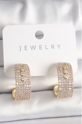 Pirinç Gold Renk Zirkon Taşlı Halka Messika Model Kadın Küpe Pirinç Gold Renk Zirkon Taşlı Halka Messika Model Kadın Küpe