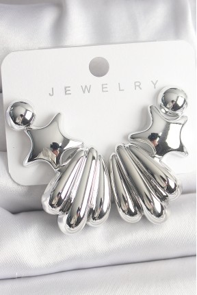 Gümüş Renk Yıldız Deniz Kabuğu Model Ccb Plastik Kadın Küpe Seti Gümüş Renk Yıldız Deniz Kabuğu Model Ccb Plastik Kadın Küpe Seti