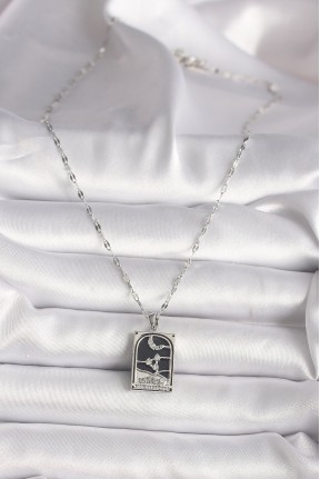 316l çelik Gümüş Renk Zirkon Taşlı  Ay Figürlü Taror Model Kadın Kolye 316l çelik Gümüş Renk Zirkon Taşlı  Ay Figürlü Taror Model Kadın Kolye