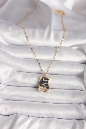 316l çelik Gold Renk Zirkon Taşlı Ay Figürlü Tarot Model Kadın Kolye