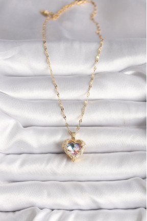 316l çelik Gold Renk Zirkon Taşlı Renkli Kalp Model Kadın Kolye 316l çelik Gold Renk Zirkon Taşlı Renkli Kalp Model Kadın Kolye