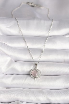 316l çelik Gümüş Renk Zirkon Taşlı Pembe Sedefli Hilal Model Kadın Kolye 316l çelik Gümüş Renk Zirkon Taşlı Pembe Sedefli Hilal Model Kadın Kolye