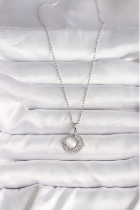 316l çelik Gümüş Renk Zirkon Taşlı Beyaz Sedefli Hilal Model Kadın Kolye 316l çelik Gümüş Renk Zirkon Taşlı Beyaz Sedefli Hilal Model Kadın Kolye