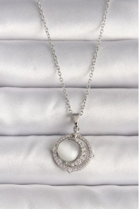 316l çelik Gümüş Renk Zirkon Taşlı Beyaz Sedefli Hilal Model Kadın Kolye 316l çelik Gümüş Renk Zirkon Taşlı Beyaz Sedefli Hilal Model Kadın Kolye