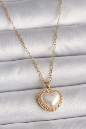 316l çelik Gold Renk Zincir 3d İnci Kalp Model Kadın Kolye 316l çelik Gold Renk Zincir 3d İnci Kalp Model Kadın Kolye