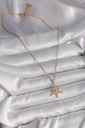 316l çelik Gold Renk Zincir Zirkon Taşlı Kar Tanesi Model Kadın Kolye 316l çelik Gold Renk Zincir Zirkon Taşlı Kar Tanesi Model Kadın Kolye