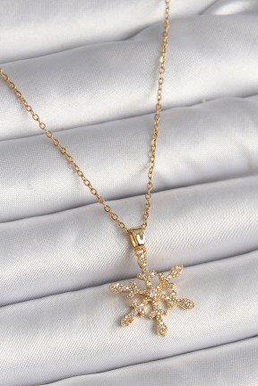316l çelik Gold Renk Zincir Zirkon Taşlı Kar Tanesi Model Kadın Kolye 316l çelik Gold Renk Zincir Zirkon Taşlı Kar Tanesi Model Kadın Kolye