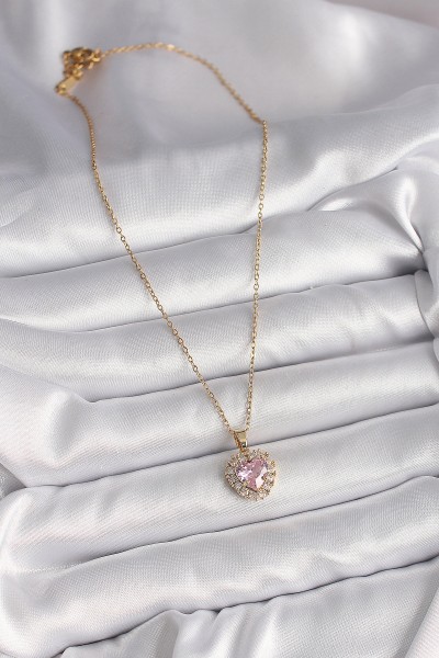 316l çelik Gold Renk Zincir Pembe Zirkon Taşlı Kalp Model Kadın Kolye 316l çelik Gold Renk Zincir Pembe Zirkon Taşlı Kalp Model Kadın Kolye