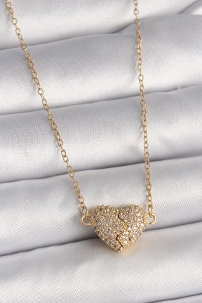 316l çelik Gold Renk Zincir Zirkon Taşlı Mıknatıslı Kalp Model Kadın Kolye 316l çelik Gold Renk Zincir Zirkon Taşlı Mıknatıslı Kalp Model Kadın Kolye