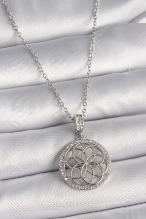 316l çelik Gümüş Renk Zincir Zirkon Taşlı Lotus Model Kadın Kolye 316l çelik Gümüş Renk Zincir Zirkon Taşlı Lotus Model Kadın Kolye