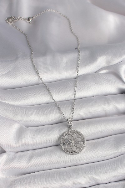 316l çelik Gümüş Renk Zincir Zirkon Taşlı Lotus Model Kadın Kolye 316l çelik Gümüş Renk Zincir Zirkon Taşlı Lotus Model Kadın Kolye