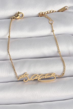 316l çelik Gold Renk Atatürk İmza Model Kadın Bileklik 316l çelik Gold Renk Atatürk İmza Model Kadın Bileklik