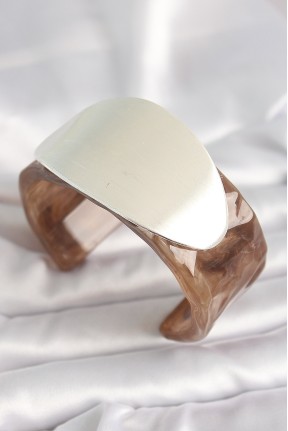 Kahverengi Mermer Desen Akrilik Plastik Gümüş Oval Plaka Model Vintage Kadın Bilezik Kahverengi Mermer Desen Akrilik Plastik Gümüş Oval Plaka Model Vintage Kadın Bilezik