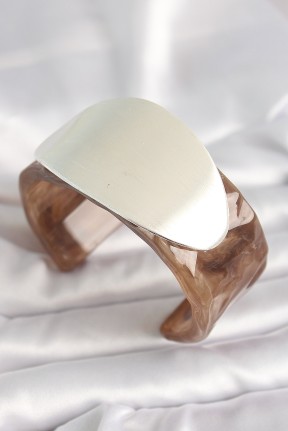 Kahverengi Mermer Desen Akrilik Plastik Gümüş Oval Plaka Model Vintage Kadın Bilezik Kahverengi Mermer Desen Akrilik Plastik Gümüş Oval Plaka Model Vintage Kadın Bilezik
