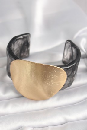 Siyah Mermer Desen Akrilik Plastik Gold Daire Plaka Model Vintage Kadın Bilezik Siyah Mermer Desen Akrilik Plastik Gold Daire Plaka Model Vintage Kadın Bilezik